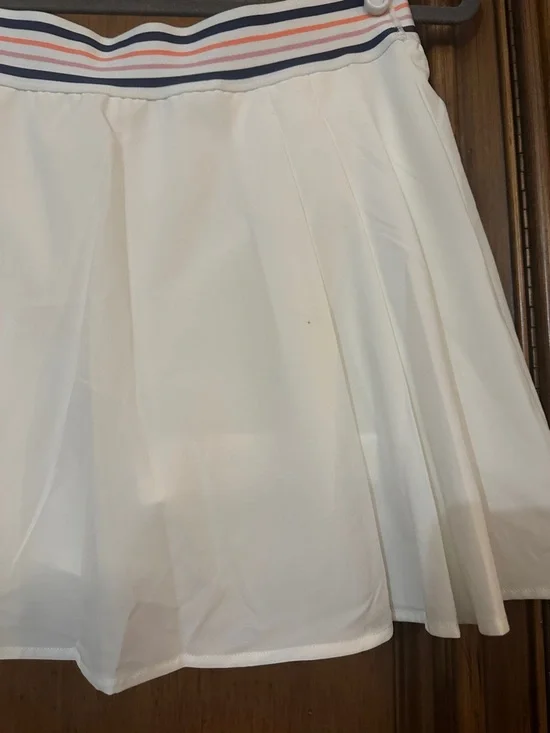 NEW Johnny Was CALME White Endurance Tennis Skirt Skort with Striped Waistband L - Picture 7 of 16